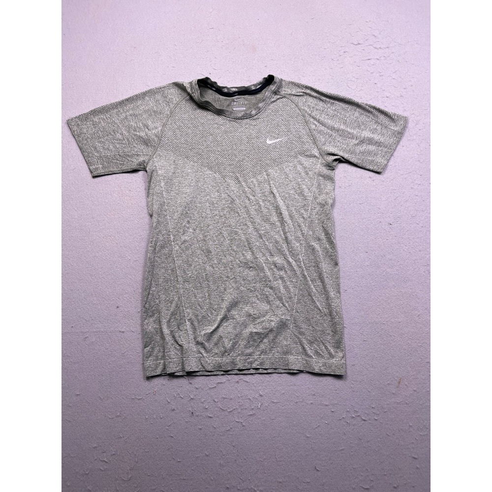 Nike Running Dri-FIT Knit Gray Small Mens Short Sleeve Shirt